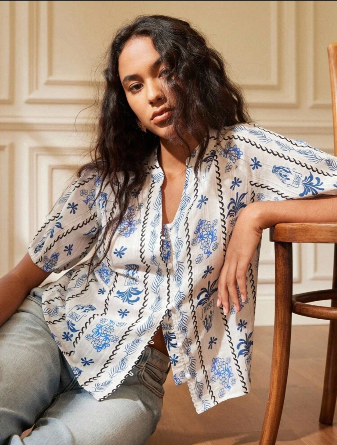 Cielo Blanco Blue Pure Cotton Silver Silk Shirt