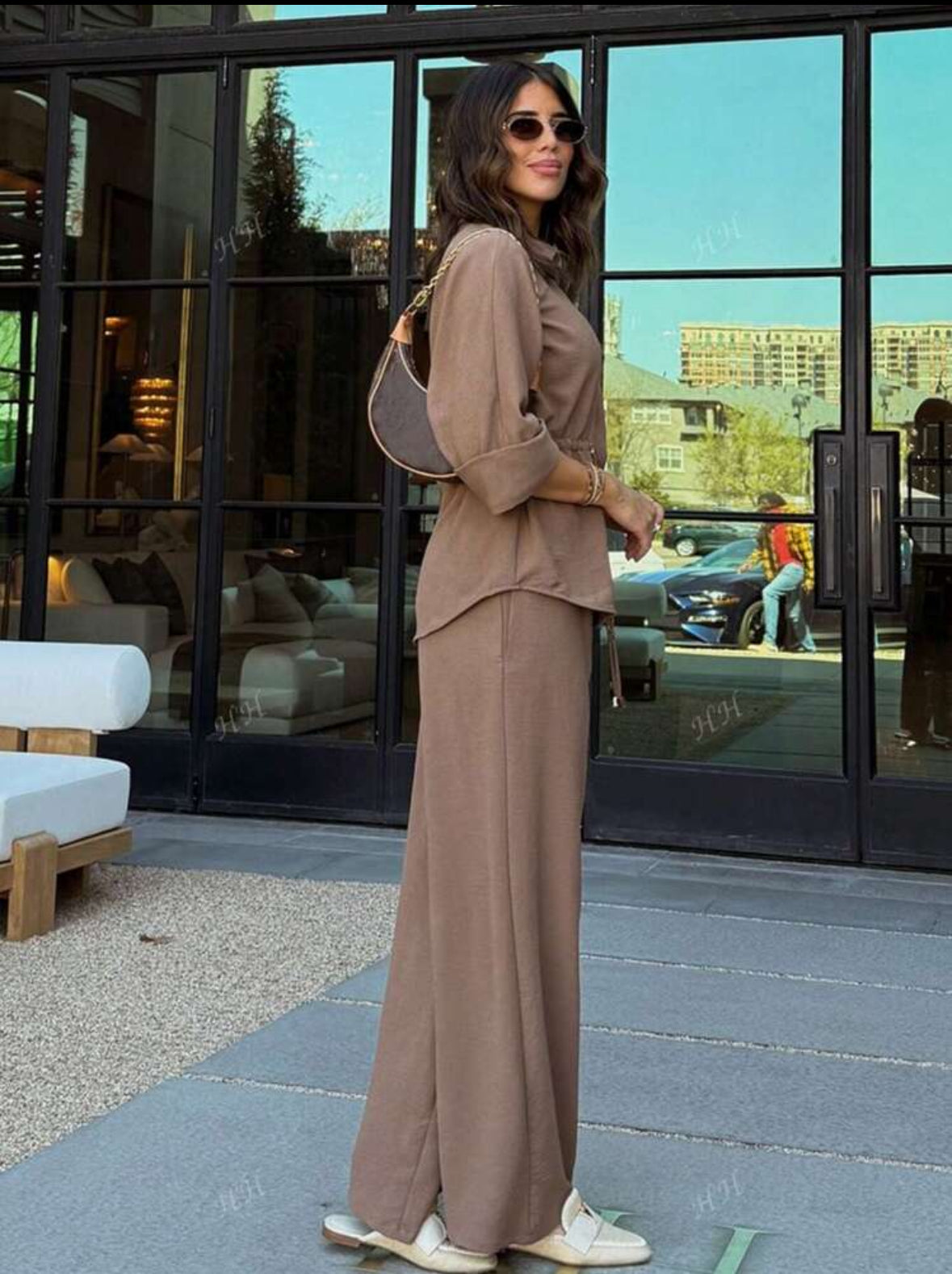 Brisá Elegant Premium knot Front Three-Quarter Sleeve Pants Co-Ord Set