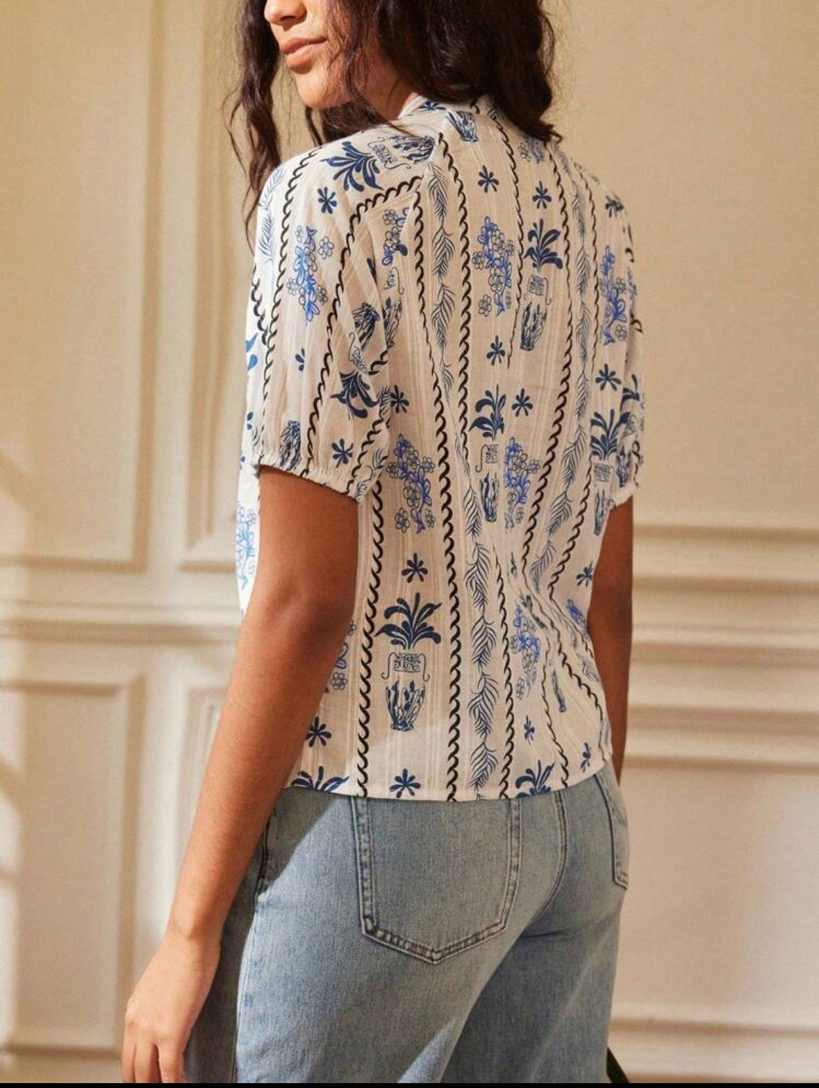 Cielo Blanco Blue Pure Cotton Silver Silk Shirt
