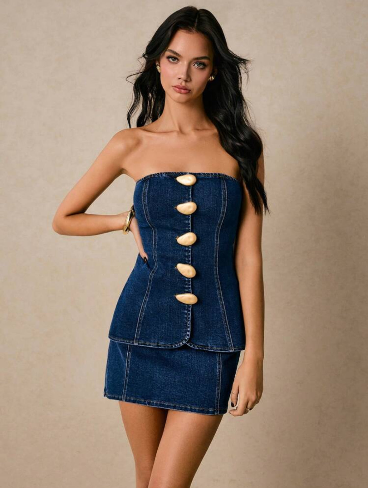 Luz de Denim denim skirt suit