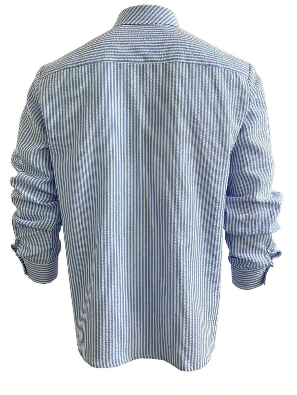 Men's Striped Seersucker Button-Up Shirt – Blue
