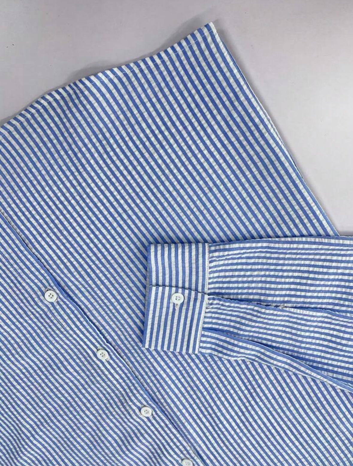 Men's Striped Seersucker Button-Up Shirt – Blue