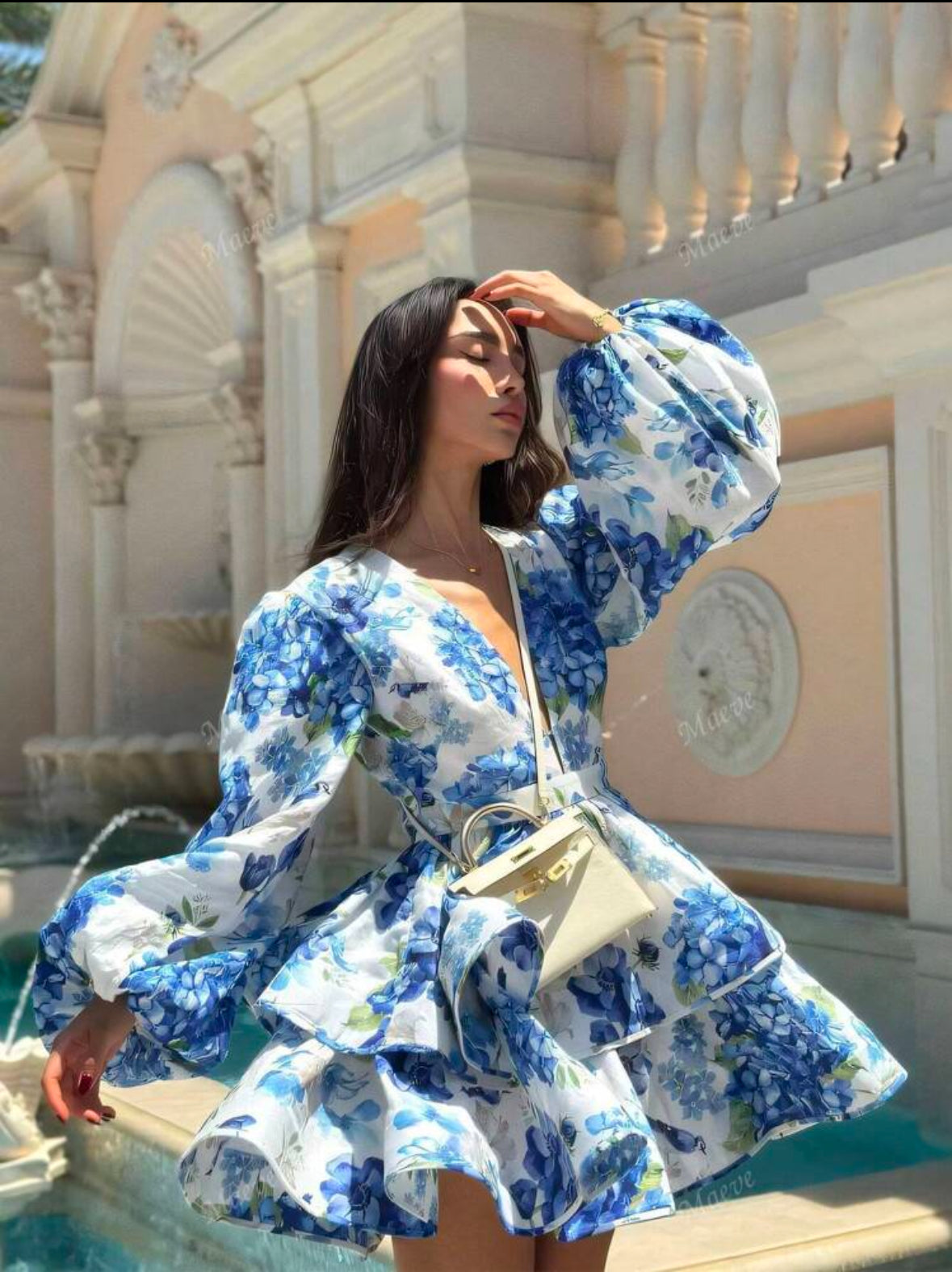 Azure Bloom Peplum Dress