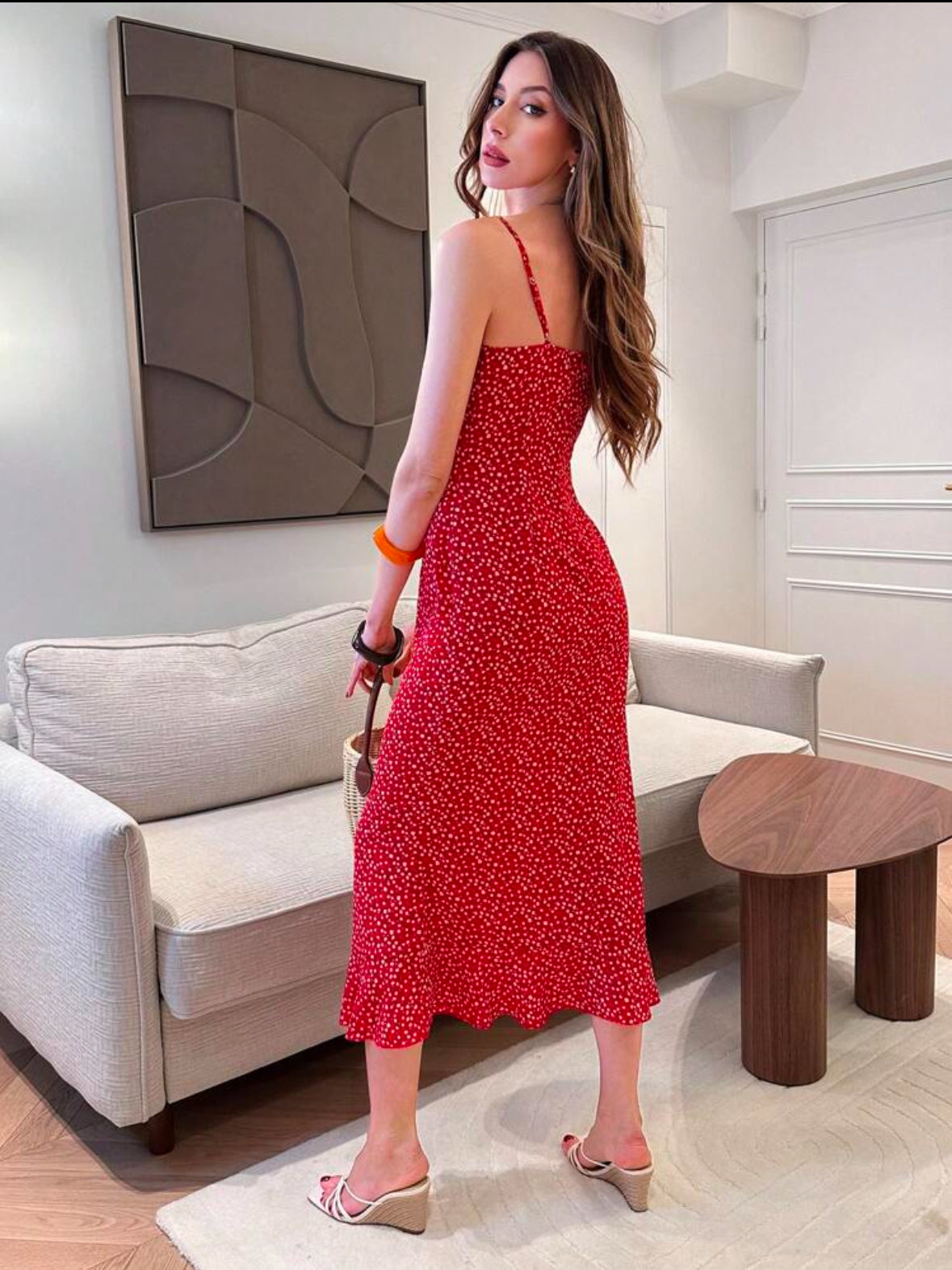 Scarlet Bloom Midi Dress