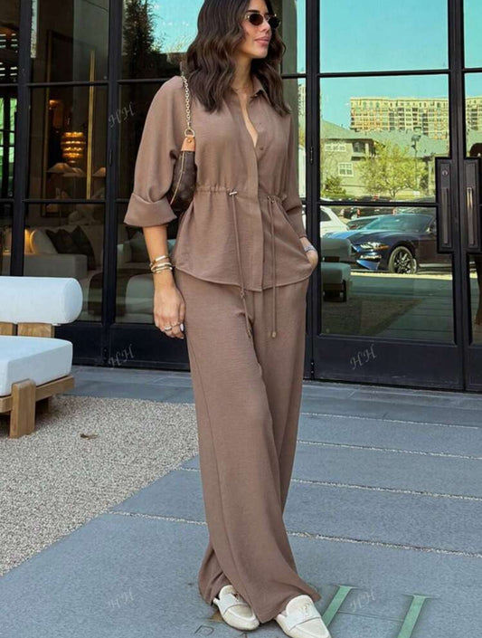 Brisá Elegant Premium knot Front Three-Quarter Sleeve Pants Co-Ord Set