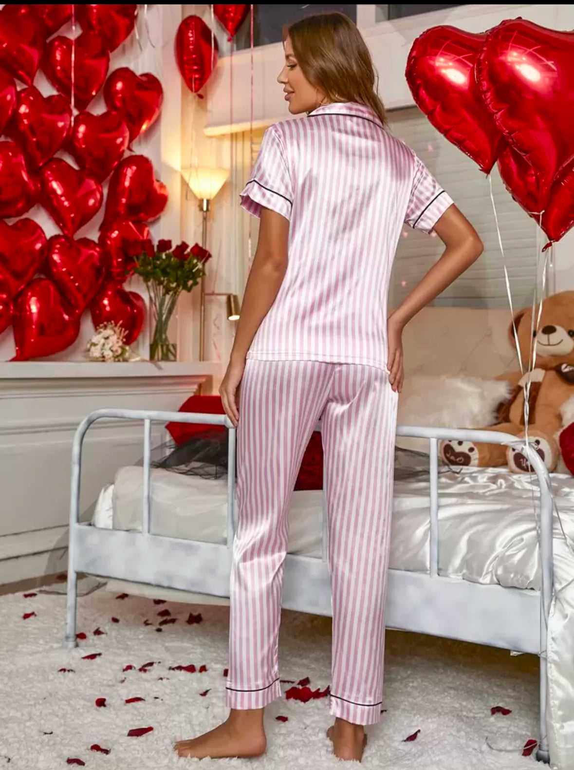 Rosy Luxe Satin Pajama Set